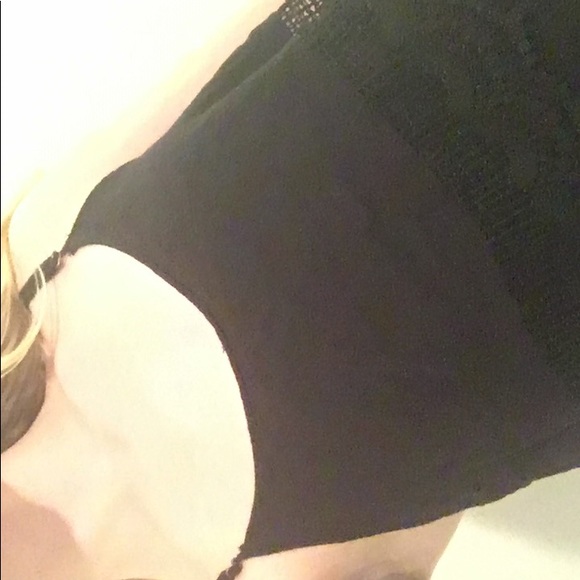 Black Romper w Lace Fringe wrapping around torso. - Picture 1 of 5